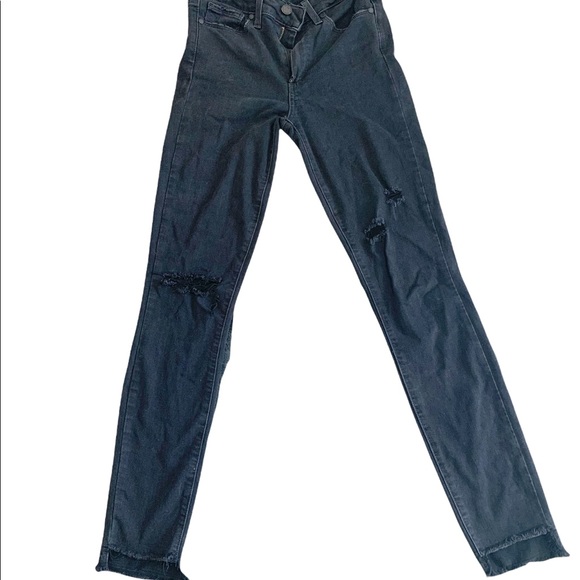 Paige Hoxton Ripped Raw Hem Skinny Jeans in DARK SHADOW DESTRUCTED - Picture 3 of 7